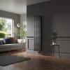 Lulea 1800 x 410mm Black Silver Double Vertical Flat Panel Designer Radiator