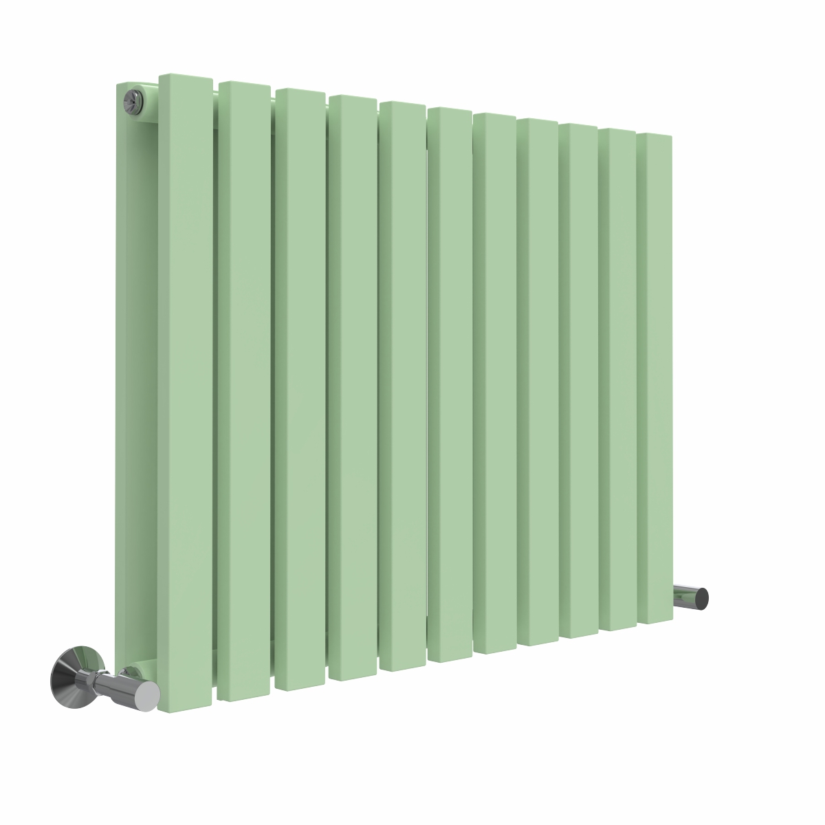 Lulea 600 x 760mm Pastel Green Double Flat Panel Horizontal Designer Radiator