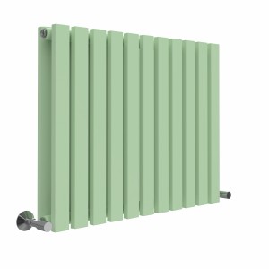 Lulea 600 x 760mm Pastel Green Double Flat Panel Horizontal Designer Radiator