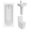 Cordoba Square Modern Bathroom Suite with Close Coupled Toilet and Essential Single Ended Bath - 1600 x 700mm