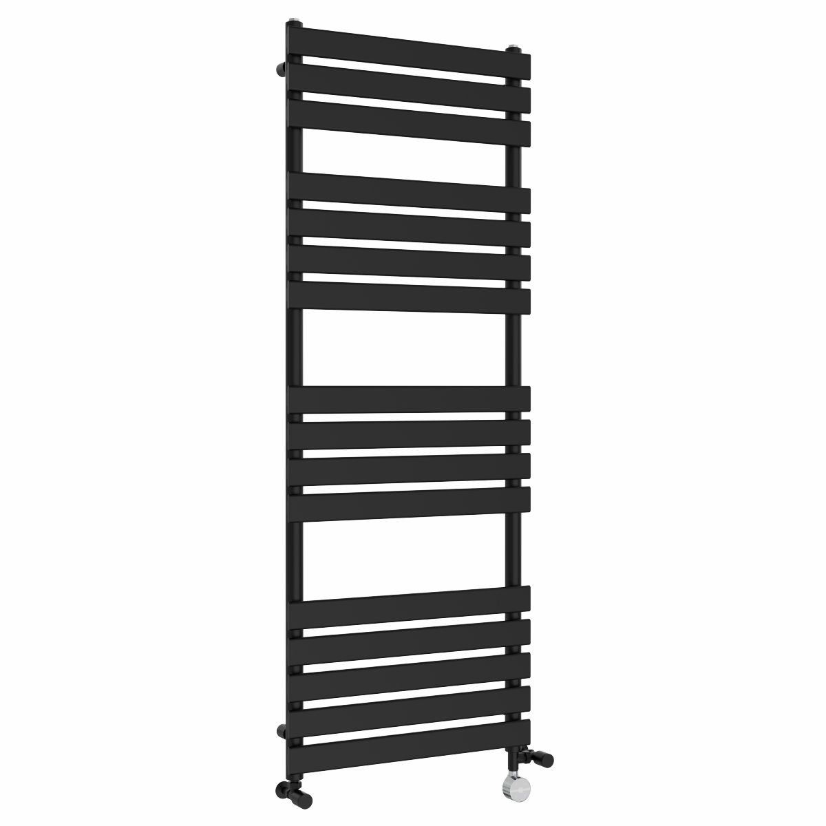 Juva 1600 x 600mm Dual Fuel Satin Black Flat Panel Thermostatic Touch Control Electric Heated Towel Rail