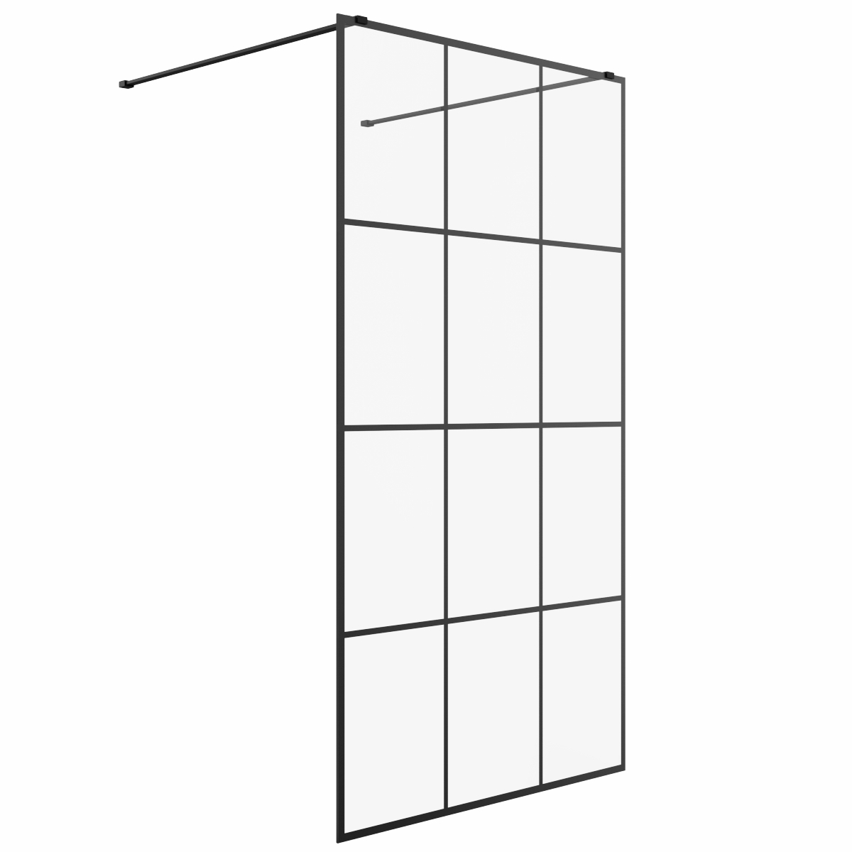 Wasdale 1100mm Black Grid Walk Through Wet Room Screen