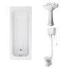 Wellington High Level Toilet with Sand Seat & 500mm 2 Tap Hole Basin with 1700 x 700mm Traditional Straight Bath Single Ended