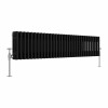 Bern 300 x 1460mm Black Triple Column Horizontal Traditional Radiator