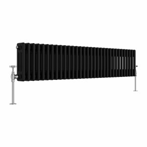 Bern 300 x 1460mm Black Triple Column Horizontal Traditional Radiator