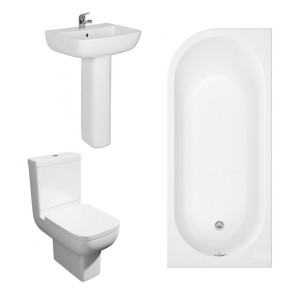 Feel 600 Modern Bathroom Suite with J-Shape Bath - Right Handed - 1700mm