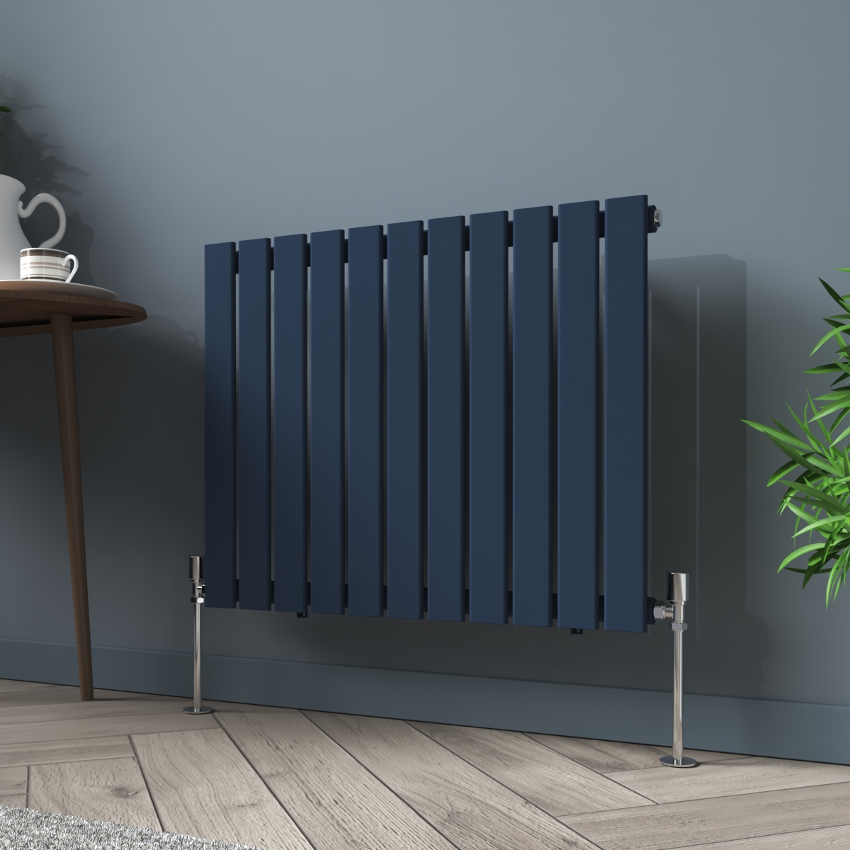 Karlstad 600 x 750mm Sapphire Blue Single Horizontal Flat Panel Designer Radiator