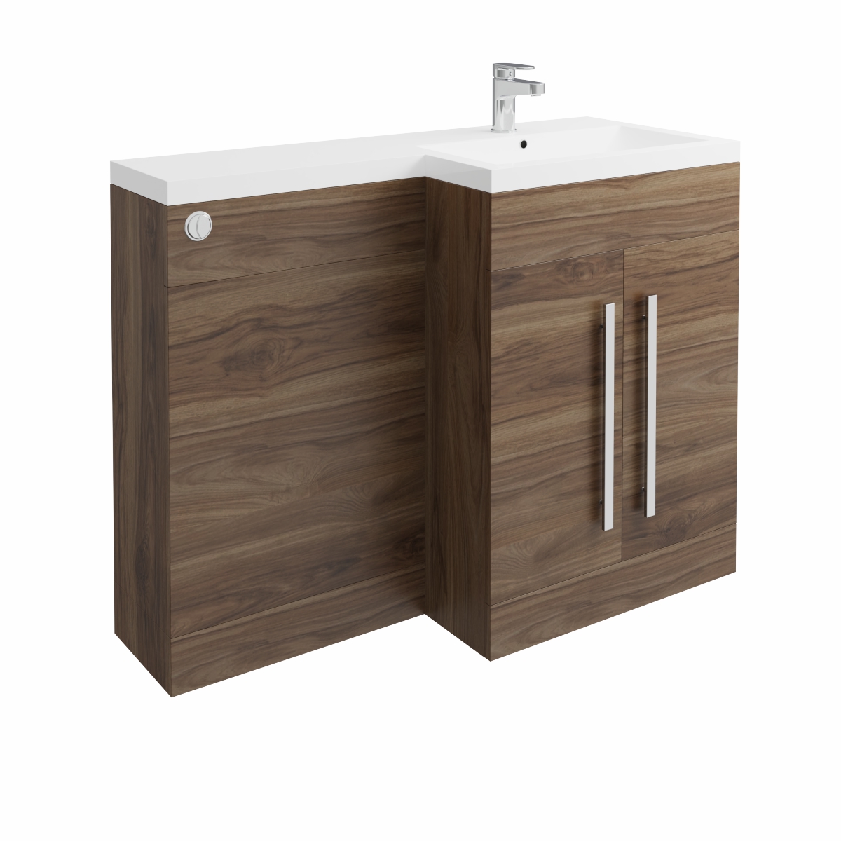 Calm Walnut Right Hand Combination Vanity Unit Set with Concealed Cistern (No Toilet)
