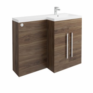 Calm Walnut Right Hand Combination Vanity Unit Set with Concealed Cistern (No Toilet)