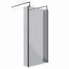 Wasdale 1000mm Black Smoked Walk Through Wet Room Screen with 215mm Hinged Return Screen & L- Shape Support Arms 