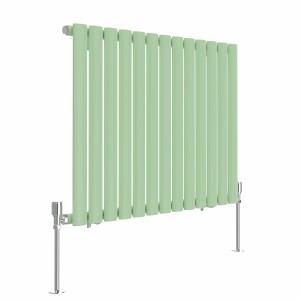 Norden 600 x 768mm Pastel Green Single Oval Column Horizontal Designer Radiator