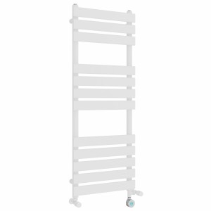 Juva 1200 x 450mm Dual Fuel White Flat Panel Thermostatic Touch Control Electric Heated Towel Rail