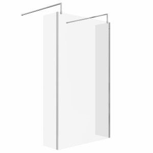 Wasdale 1200mm Chrome Walk Through Wet Room Screen with 300mm Hinged Return Screens & L- Shape Support Arms