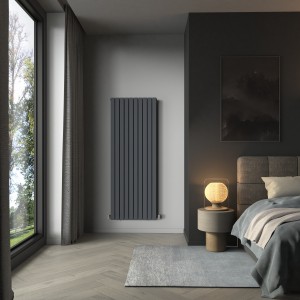 Karlstad 1800 x 682mm Anthracite Double Vertical Flat Panel Designer Radiator