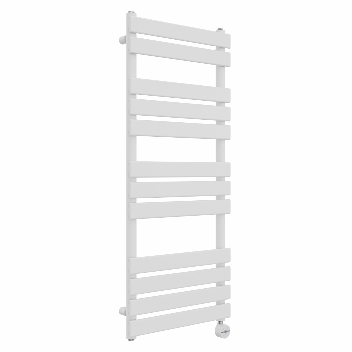 Juva 1200 x 500mm White Flat Panel Thermostatic Touch Control Electric Heated Towel Rail