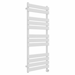 Juva 1200 x 500mm White Flat Panel Thermostatic Touch Control Electric Heated Towel Rail