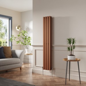 Lulea 1600 x 270mm Metallic Bronze Double Flat Panel Vertical Designer Radiator