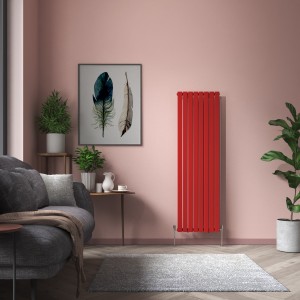 Karlstad 1800 x 546mm Signal Red Single Flat Panel Vertical Designer Radiator