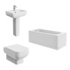 Feel 600 Modern Bathroom Suite with Wall Hung Toilet and Essential Single Ended Bath - 1600 x 700mm - Front & End Bath Panel Included