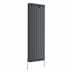 Voss 1600 x 545mm Anthracite Double Vertical Round Tube Designer Radiator
