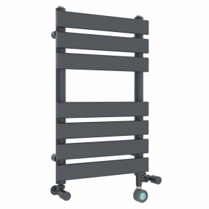 Juva 650 x 400mm Dual Fuel Sand Grey Flat Panel Thermostatic Touch Control Electric Heated Towel Rail