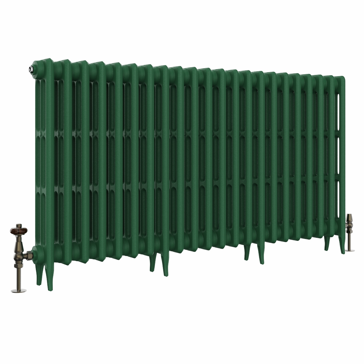 Classic  745 x 1398mm Farrow & Ball Duck Green Triple Column Cast Iron Radiator - 22 Sections