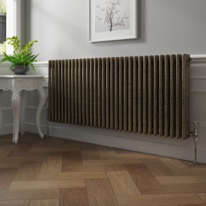 Bern 600 x 1460mm Black Gold Triple Column Horizontal Traditional Radiator