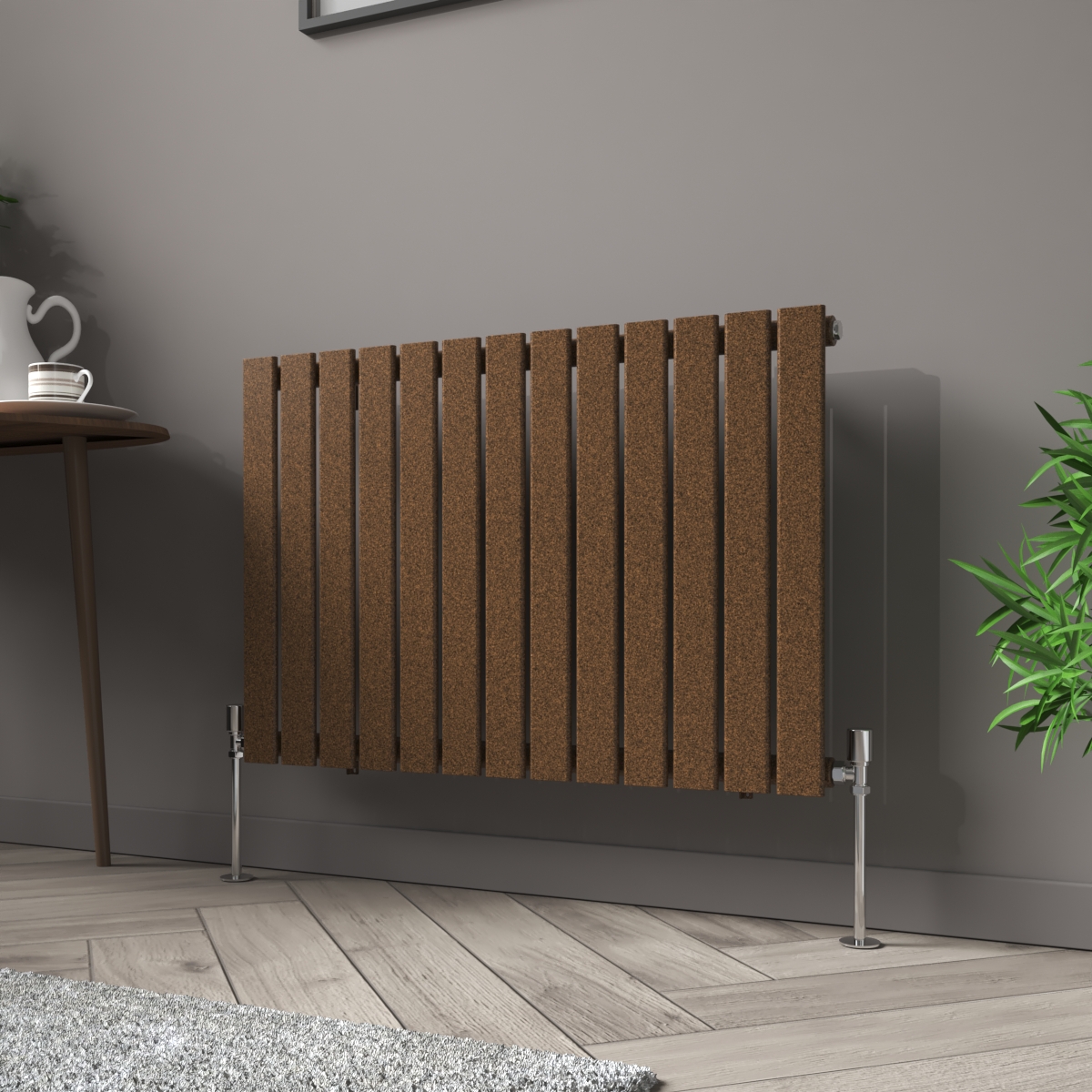 Karlstad 600 x 886mm Black Copper Single Horizontal Flat Panel Designer Radiator