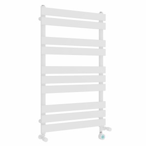 Juva 1000 x 600mm Dual Fuel White Flat Panel Thermostatic Touch Control Wifi Electric Heated Towel Rail