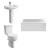 Splash Bathroom Suite with Close Coupled Toilet and Essential Single Ended Bath 1500 x 700mm - Front Bath Panel Included