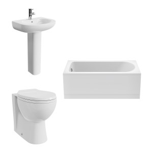 Splash Bathroom Suite with Back to Wall Toilet and Essential Single Ended Bath 1500 x 700mm - Front Bath Panel Included