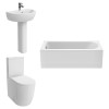 Cordoba Modern Bathroom Suite with Close Coupled Toilet and Essential Single Ended Bath - 1700 x 700mm - Front Bath Panel Included