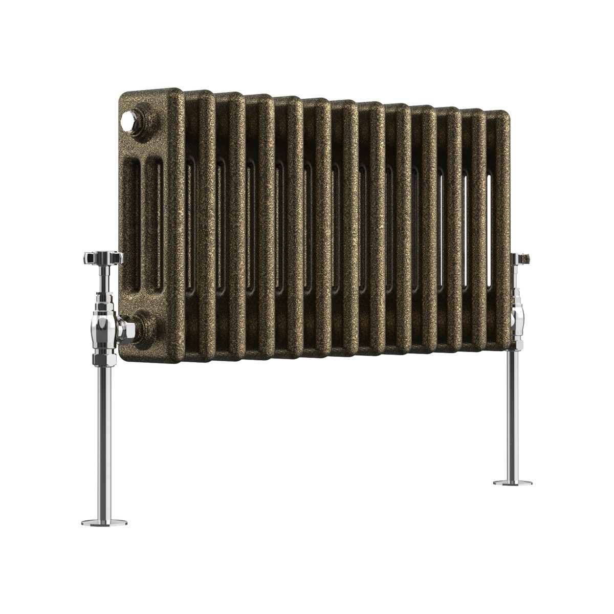 Bern 300 x 605mm Black Gold Triple Column Horizontal Traditional Radiator