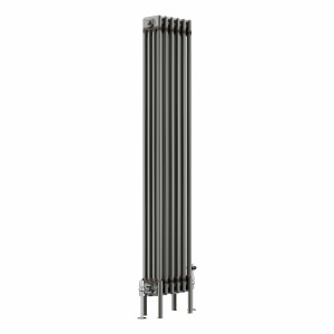 Bern 1500 x 290mm Raw Metal Four Column Vertical Traditional Radiator