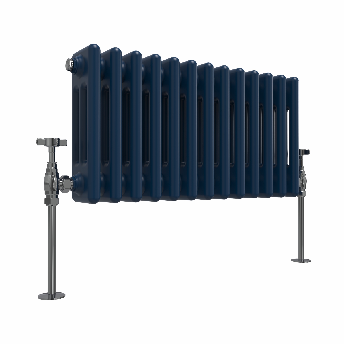 Bern 300 x 605mm Sapphire Blue Triple Column Horizontal Traditional Radiator