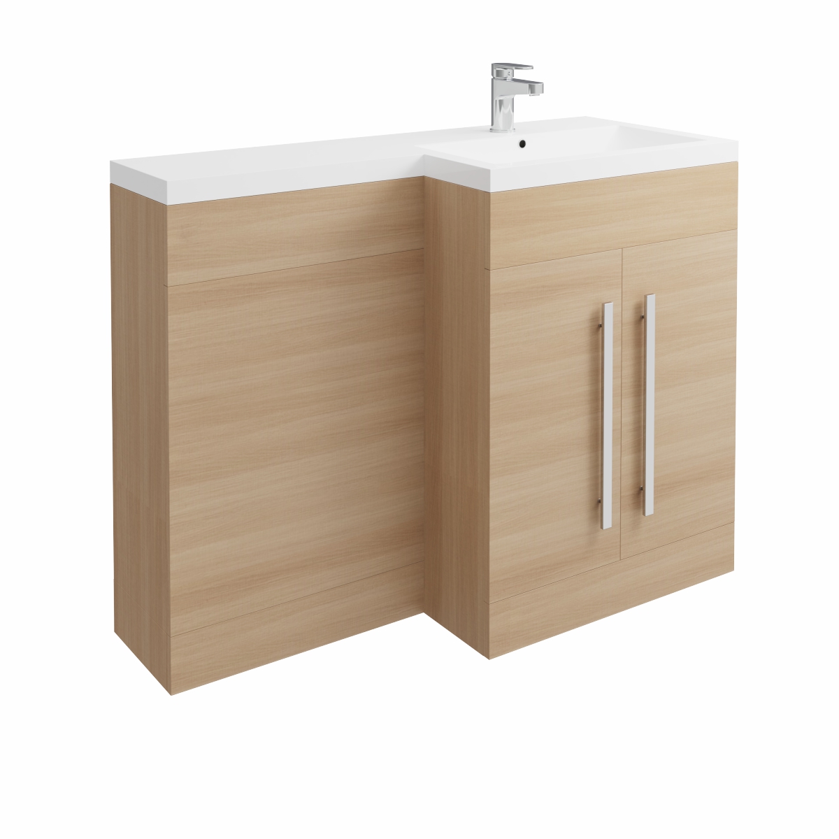 Calm Light Oak Right Hand Combination Vanity Unit Set (No Concealed Cistern, No Toilet)