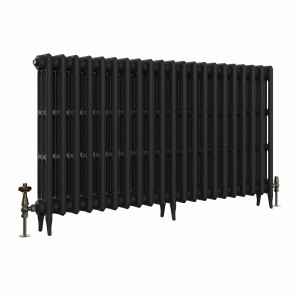 Classic 745 x 1336mm Black Primered Finish Triple Column Cast Iron Radiator - 21 Sections