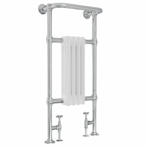 Salzburg Traditional Victorian 952 x 479mm Chrome & White Towel Rail Radiator