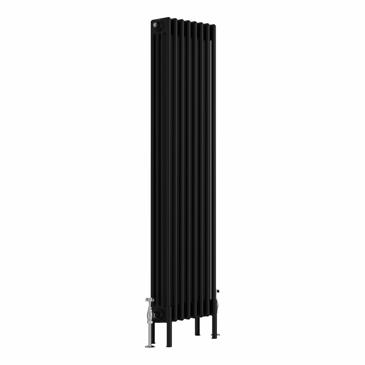 Bern 1500 x 380mm Black Four Column Vertical Traditional Radiator