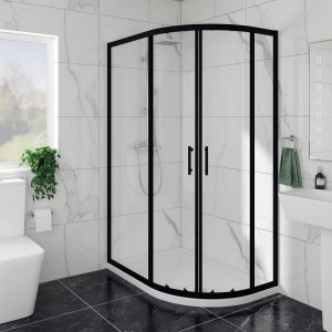 Ennerdale - 1200 x 800mm Offset Quadrant Shower Enclosure - Black (Reversible Left/Right)
