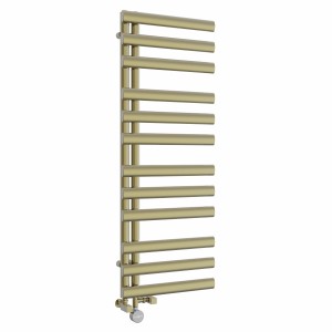 Kongsberg 1200 x 450mm Dual Fuel Brushed Brass Thermostatic Touch Control Electric Towel Rail
