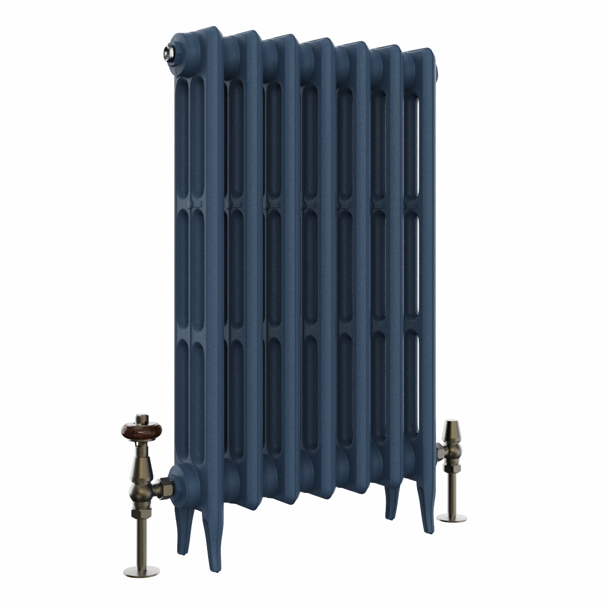 Classic  745 x 468mm  Farrow & Ball Hague Blue Triple Column Cast Iron Radiator - 7 Sections