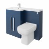 Calm Matt Blue Left Hand Combination Vanity Unit Basin L Shape with Back to Wall Feel 600 Toilet & Soft Close Seat & Concealed Cistern - 1100mm