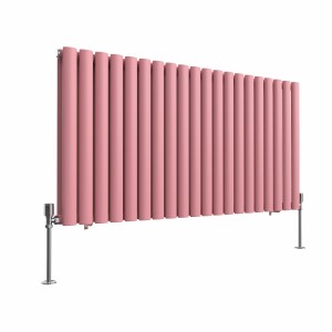 Norden 600 x 1181mm Rose Clair Pink Double Horizontal Oval Column Designer Radiator