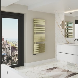 Kristiansund 1380 x 500mm Designer Towel Rail - Brushed Brass
