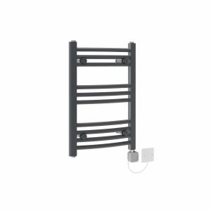 Fjord 600 x 400mm Curved Anthracite HEC Thermostatic Electric Heated Towel Rail