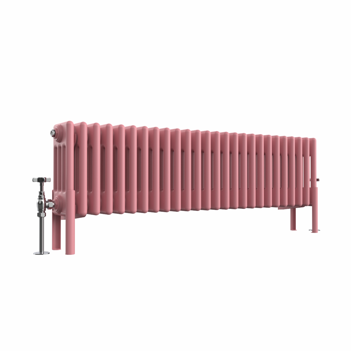 Bern 300 x 1190mm Rose Pink Four Column Horizontal Traditional Radiator