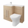 Calm Oak Left Hand Combination Vanity Unit with Rak-Resort Toilet & Soft Close Seat & Concealed Cistern - 1100mm