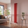 Lulea 1800 x 270mm Signal Red Single Flat Panel Vertical Designer Radiator