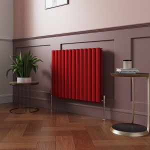 Norden 600 x 768mm Signal Red Double Oval Column Horizontal Designer Radiator